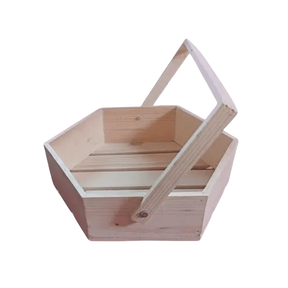 WOODEN FRUIT HEXAGON BASKET HOLDER (NATURAL)